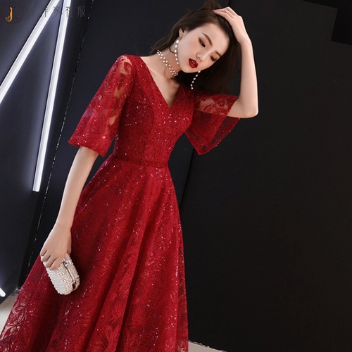 Evening Dresses cocktail party banquet dress vestido de banquete de cóctel Fu Niang large red pregnant women wedding dress season long return evening dress usually can be worn