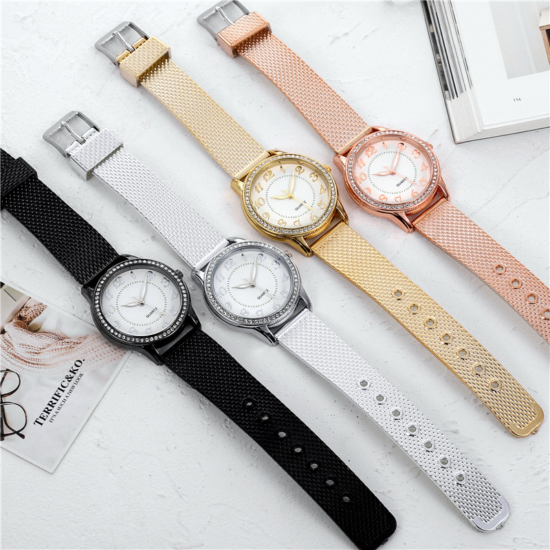 Silica Gel Strap Material Watch Classification Casual Solid Color Mesh Belt Buckle Silica Gel Strap Quartz Watch