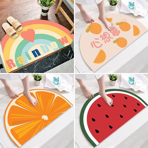 Semi-circular floor mat entrance bedroom bathroom door water-absorbent non-slip bathroom floor mat entrance door mat fan-shaped carpet