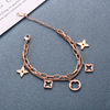 Golden bracelet stainless steel, fashionable jewelry, Korean style, does not fade, four-leaf clover, 18 carat, pink gold, simple and elegant design