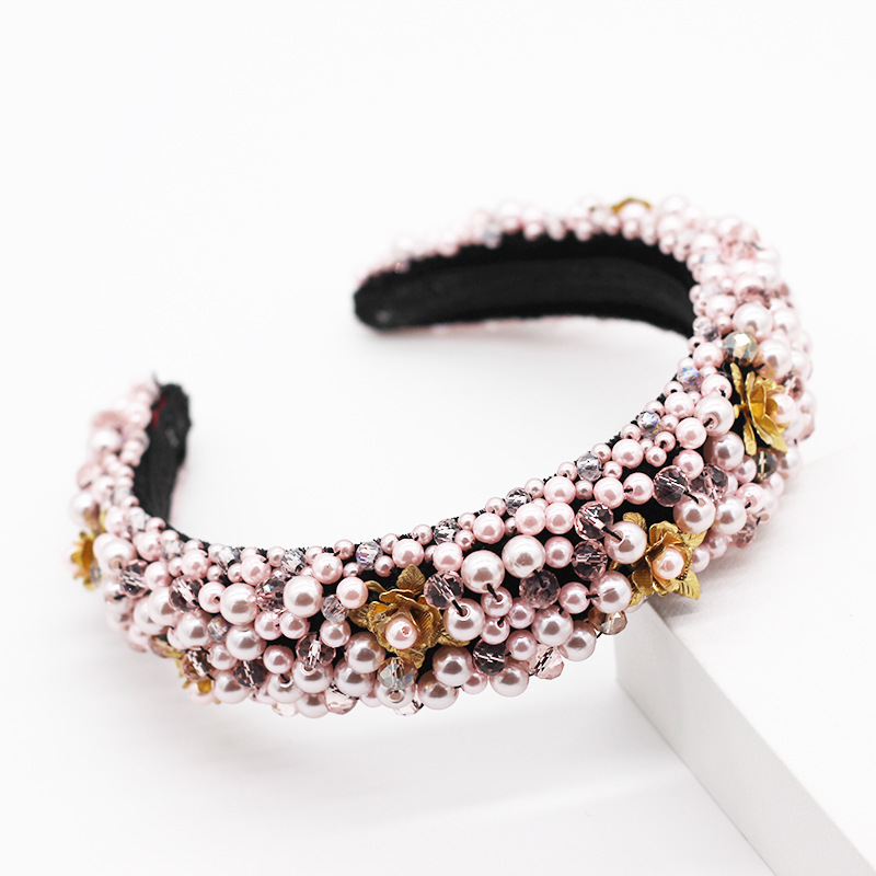 New Fashion Luxury Crystal Beaded Metal Flower Headband Nihaojewelry Wholesale display picture 6