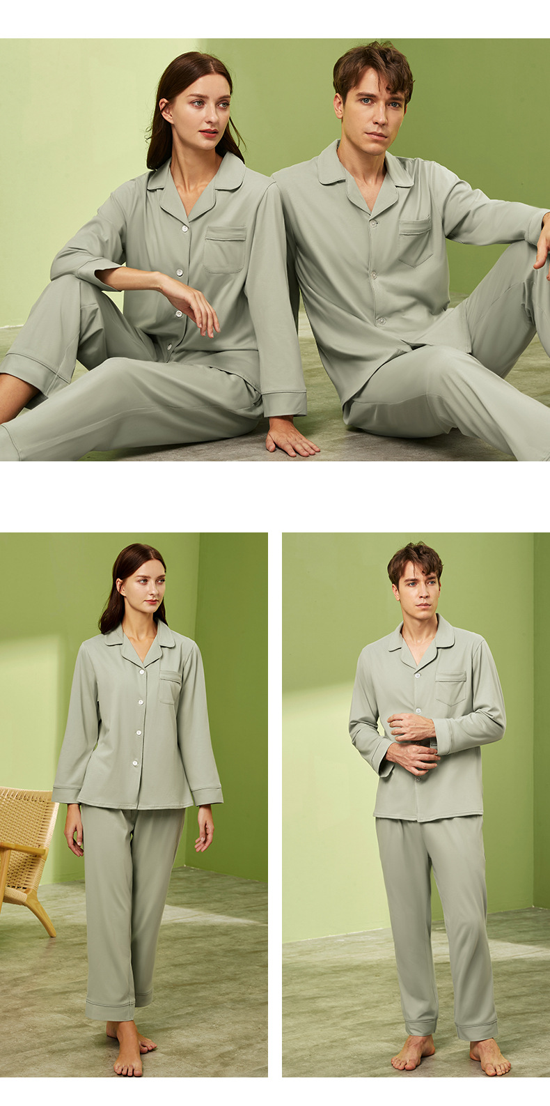 Pure Cotton Long-sleeved Cardigan  Pajamas Suit display picture 9
