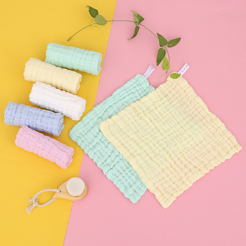 Six-layer gauze cotton plain square towel newborn saliva towel infant handkerchief face towel children's face towel wipe hands