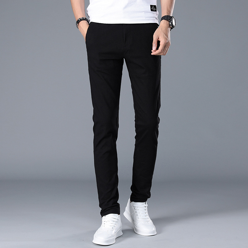 New Casual Pants Men's Young and Middle-aged Spring and Summer Korean-style Slim-fit All-match Small Straight Breathable Long Fashionable Pants for Men