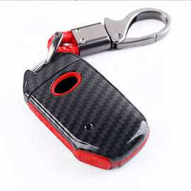 适用于起亚狮跑 智跑汽车钥匙包套壳 碳纤维硅胶遥控器套 碳纤纹