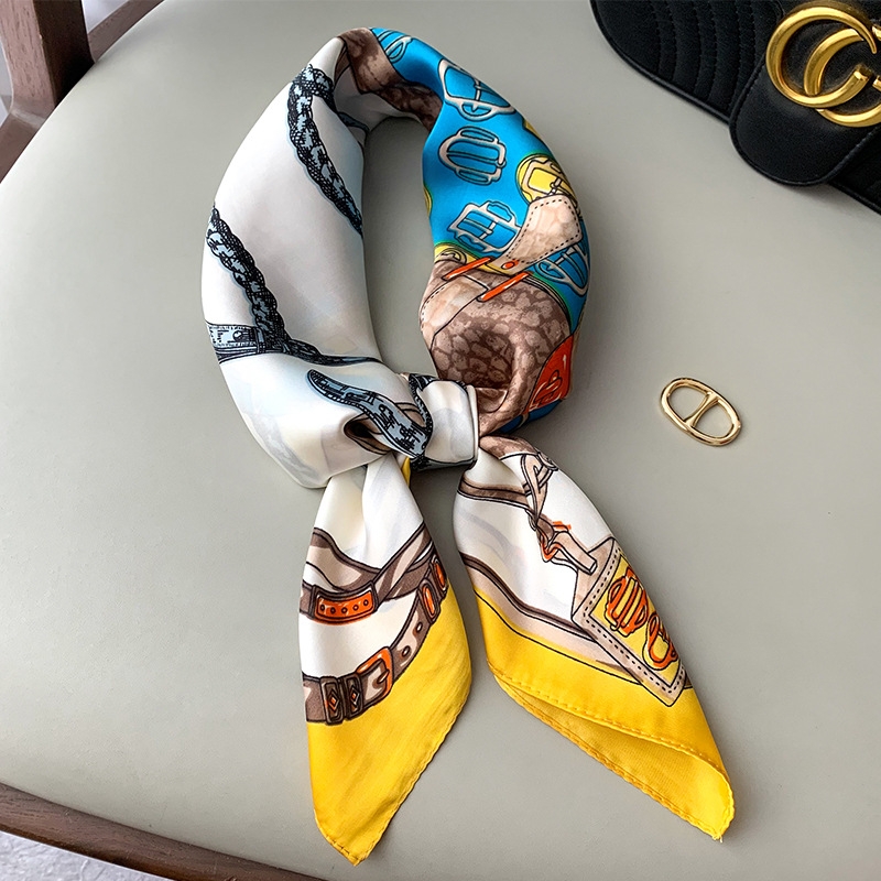 2020 European And American Spring And Autumn New Chain 70 Small Silk Scarves Female Simulation Silk Decorative Scarf Summer Sunscreen Shawl Scarf