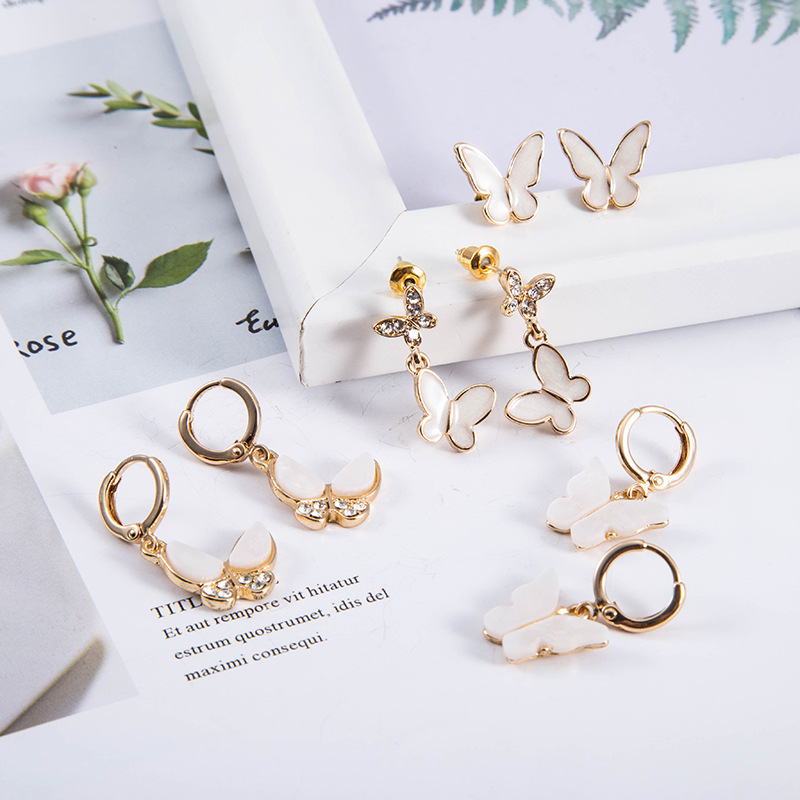 Butterfly S925 Silver Needle Fashion Acetate Edition Alloy Stud Earrings display picture 1