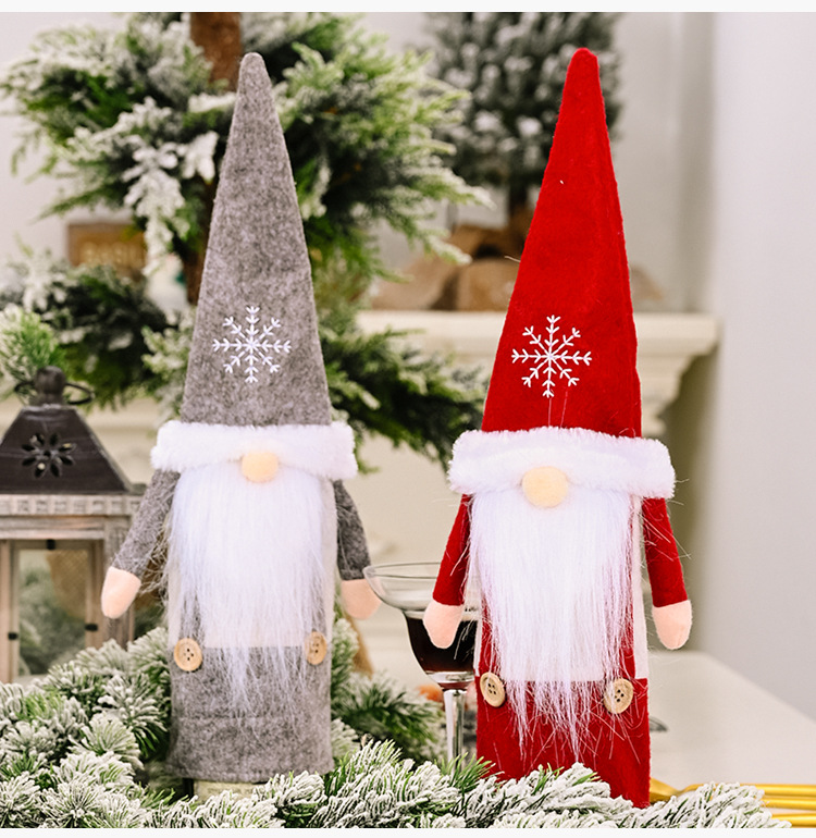 Christmas Ornament Snow Hat Forest Old Man Wine Set Faceless Doll display picture 8