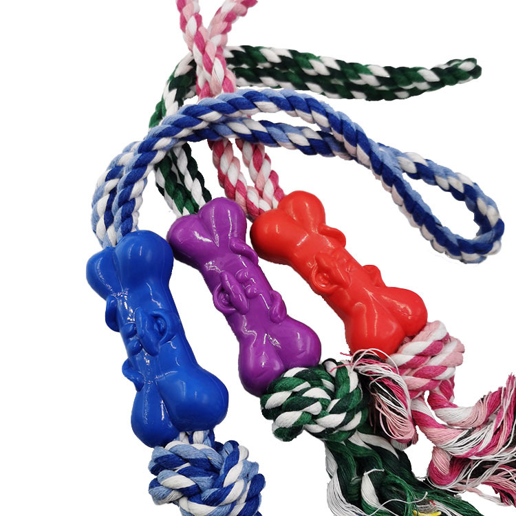 Nudo de Mascota de juguete de hueso perro dientes molares fortalecimiento entrenamiento interactivo TPR cuerda resistente a mordeduras juguete fábrica al por mayor