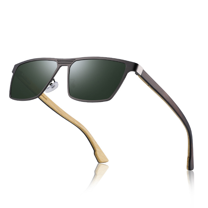 偏光环保竹木太阳镜男士框架户外亲肤木质脚彩膜眼镜金属女士墨镜