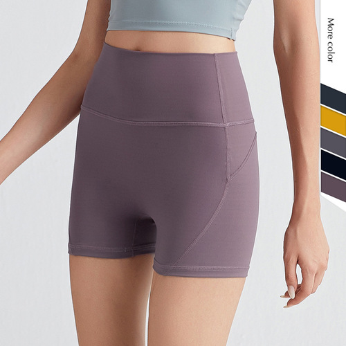  New European and American one-piece embarrassment-free yoga shorts for women, peach hip-lifting, quick-drying, tight-fitting sports three-point pants