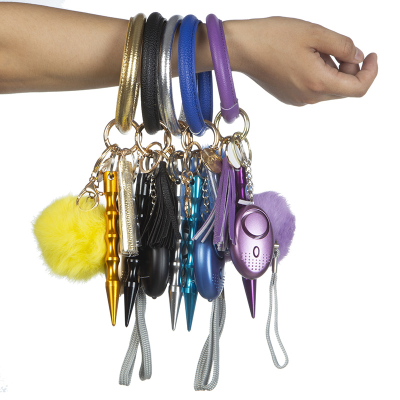 Wholesale Selfdefense Alarm Leather Bracelet Keychain