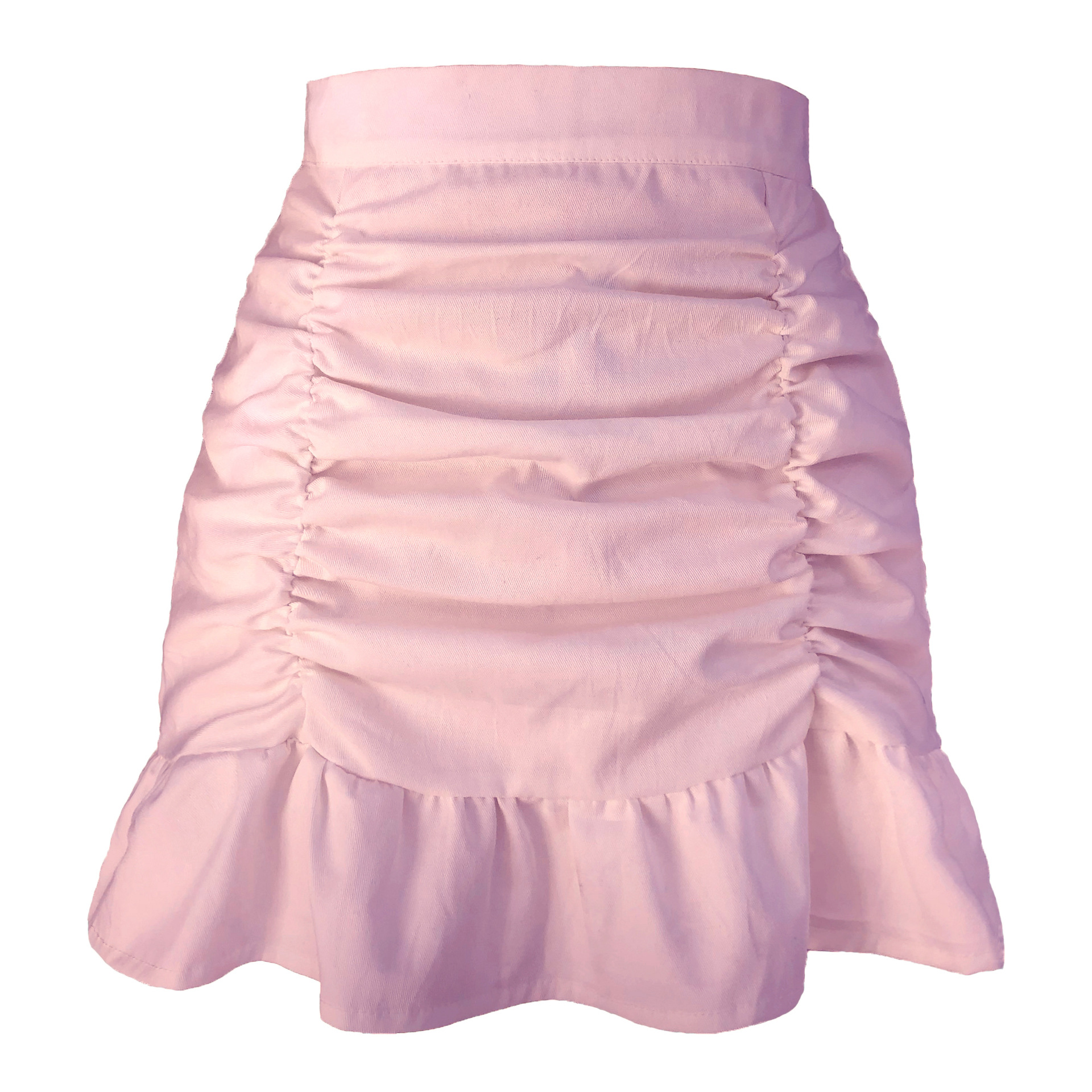 solid color pleated ruffled zipper skirt NSLDY60022