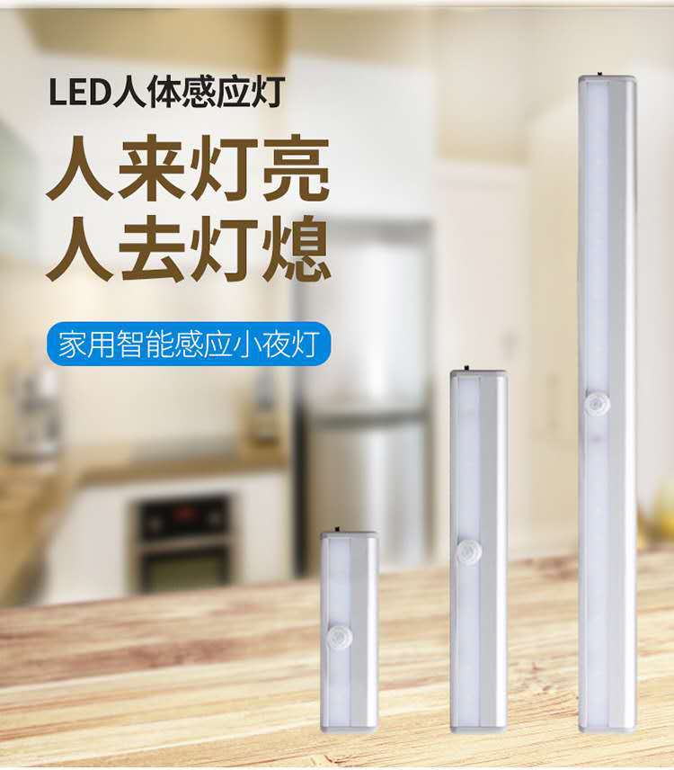 跨境亞馬遜爆款鋁合金感應燈10SMD鋁合金人體感應夜燈充電感應燈