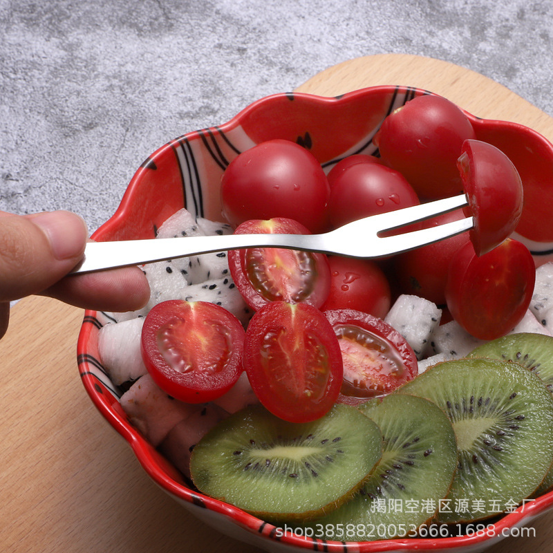 304 Fruit Fork Stainless Steel Household Creative Fruit Sign Moon Cake Knife Fork Cake Fork Two Tooth Fork Cake Sign