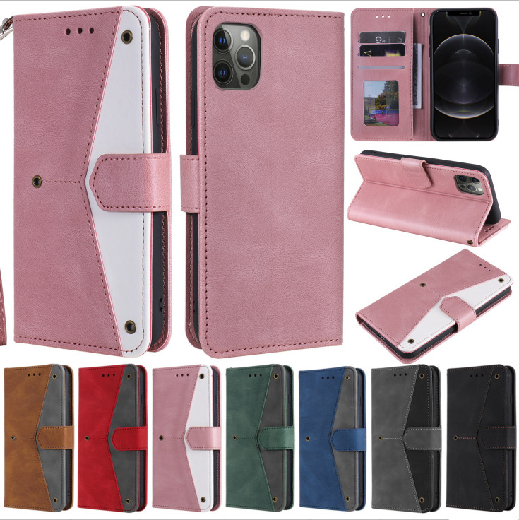 Suitable for IPHONE12 MINI 11 PRO MAX XR XS 876 S30 S20 rivet stitching leather case Suitable for IPHONE12 MINI 11 PRO MAX XR XS 876 S30 S20 rivet stitching leather case