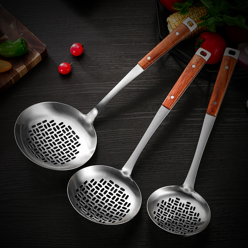 加厚不锈钢花梨木厨具套装家用厨房烹饪勺铲防烫加厚木柄汤勺漏勺|ms
