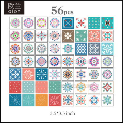 Mandala曼陀罗瓷砖花儿童辅助绘画画墙绘石头家具喷花DIY镂空模板|ru