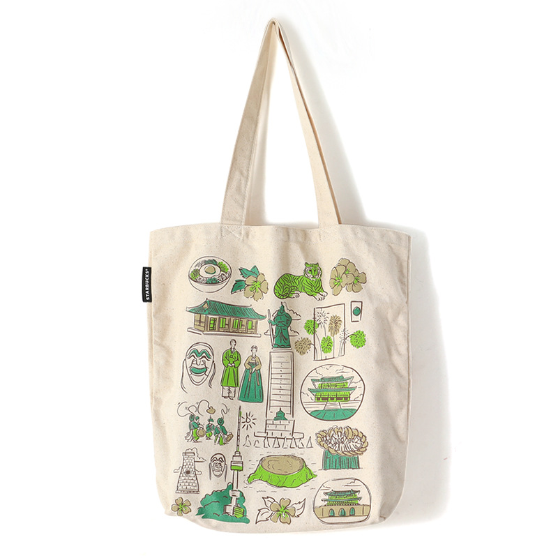 批发品牌创意韩版手绘帆布袋新款女士麻布袋数码印出口韩国手提袋