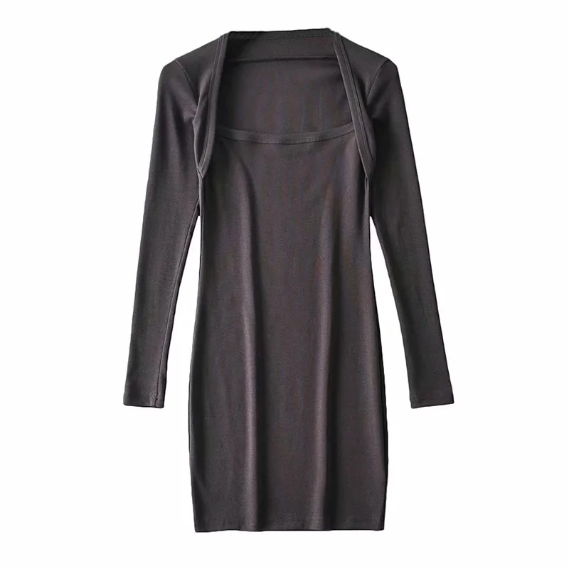 vestido de manga larga delgado de moda de primavera para mujer NSAC16243