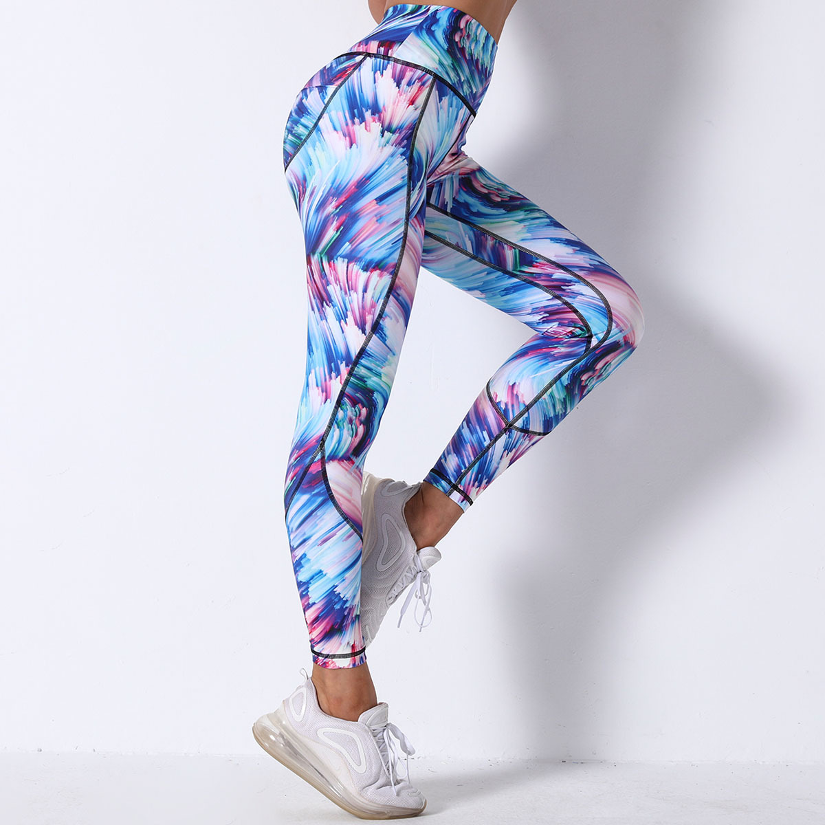 printing high waist hip stitching stretch yoga pants  NSLX12874