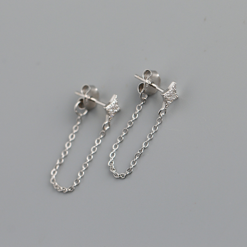 Fashion Star Sterling Silver Inlay Zircon Drop Earrings 1 Pair display picture 6