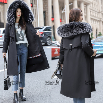 Rabbit hair Faction overcome 2020 new pattern Mid length version Overknee Removable bladder Fur integrated leather and fur coat