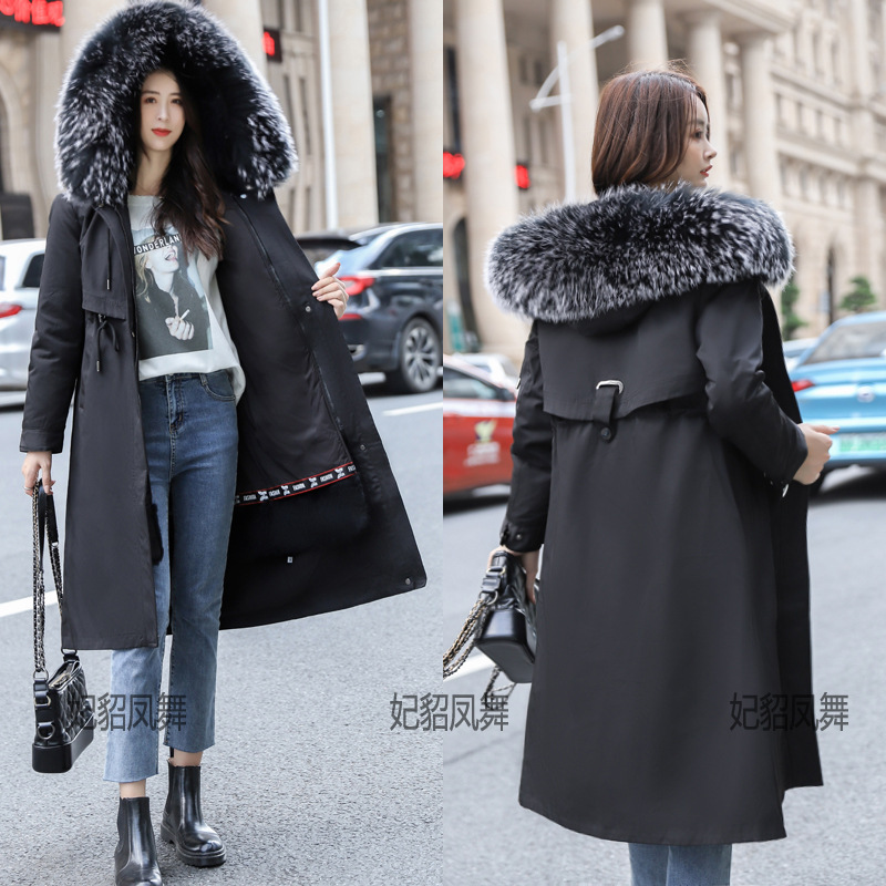 Rabbit hair Faction overcome 2020 new pattern Mid length version Overknee Removable bladder Fur integrated leather and fur coat
