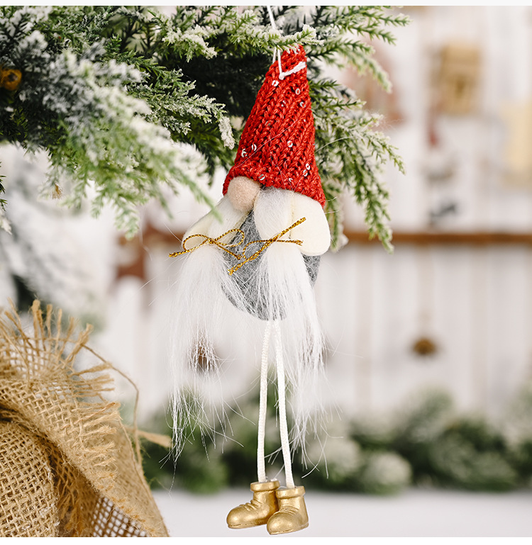 Knitted Hat Hanging Legs Forest Old Man Pendant Creative Faceless Doll Tree Ornaments display picture 6
