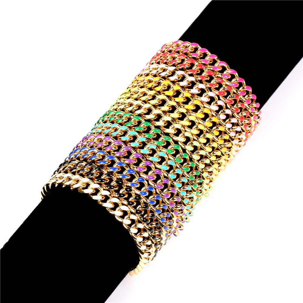 Europa Y América Cruz Frontera Nuevo Estilo Ins Personalizado Hip Hop Goteo Aceite Color Cubano Enlace Cadena Pulsera Moda Tendencia Hombres Y Mujeres Pulsera display picture 4