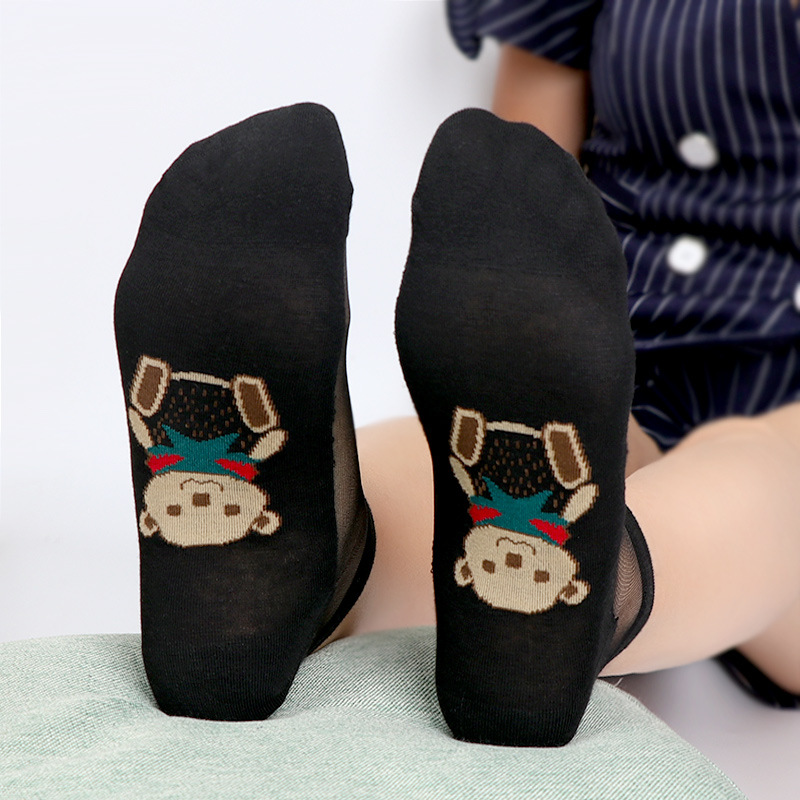 Korean Edition Cartoon series Crystal wire Socks Sweat transparent Silk stockings skin colour Glass Socks wholesale