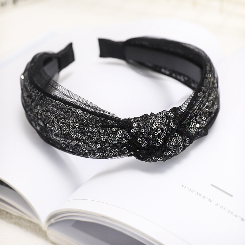 Spring New Mesh Yarn Headband Lace Sequin Cheap Hairband Wholesale display picture 4