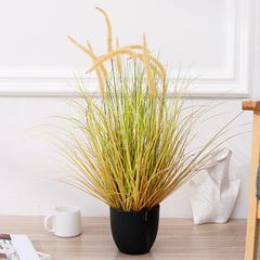 仿真樹狗尾巴草綠植盆景北歐綠色落地植物家居室內裝飾蘆葦盆栽