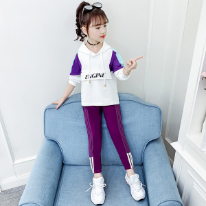 儿童套装女童秋装新款2020网红洋气潮童装女孩秋季拼色卫衣两件套