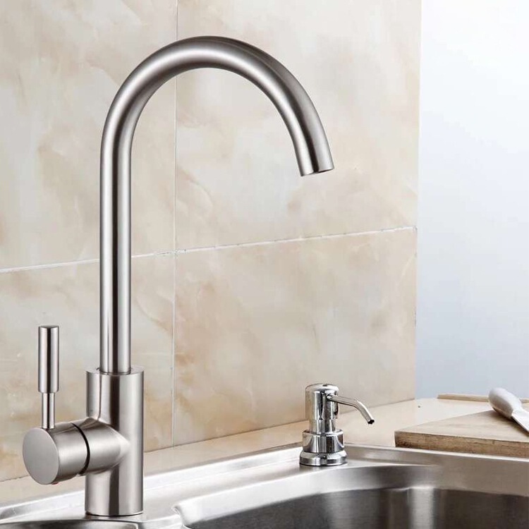 Healthy Lead-free 304 stainless steel single Cold hot large curved faucet vegetable basin 360 degrees rotating kitchen sink faucet