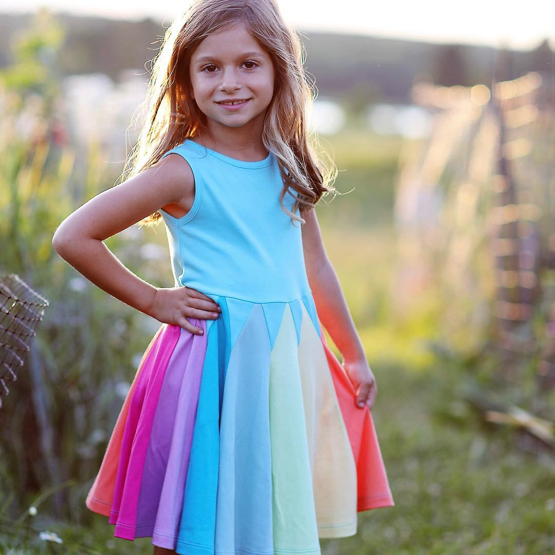 Export Girls' Skirt Summer 2022 New Rainbow Patchwork Dress Baby Sleeveless Princess Skirt Wholesale