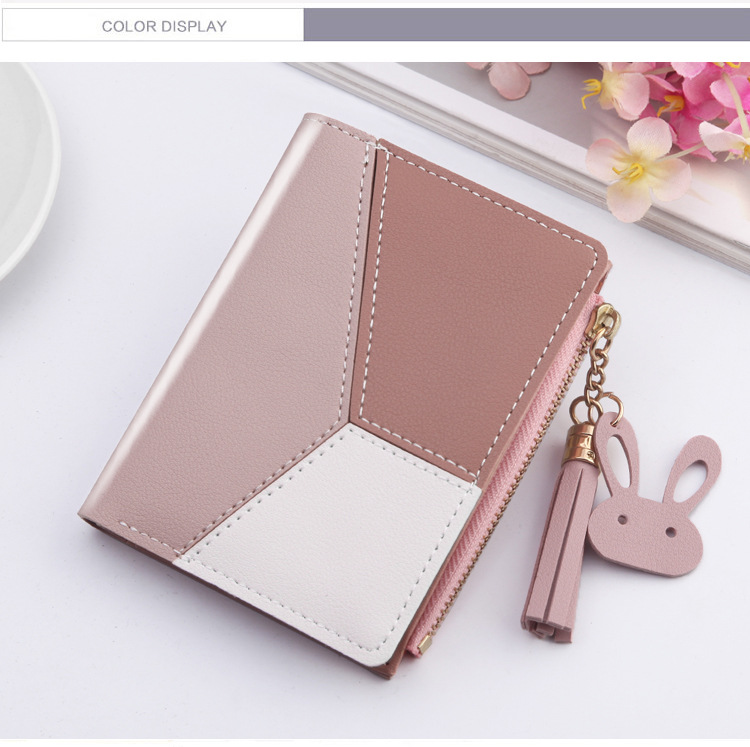 New Style Ladies Wallet Short Color Contrast Stitching Coin Purse Korean Style Buckle Zipper Wallet Wholesale display picture 13