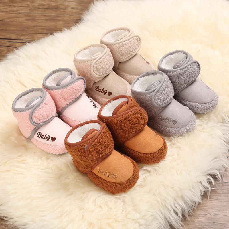 Autumn and winter new 0-1-year-old baby walking shoes soft soled baby shoes warm snow boots