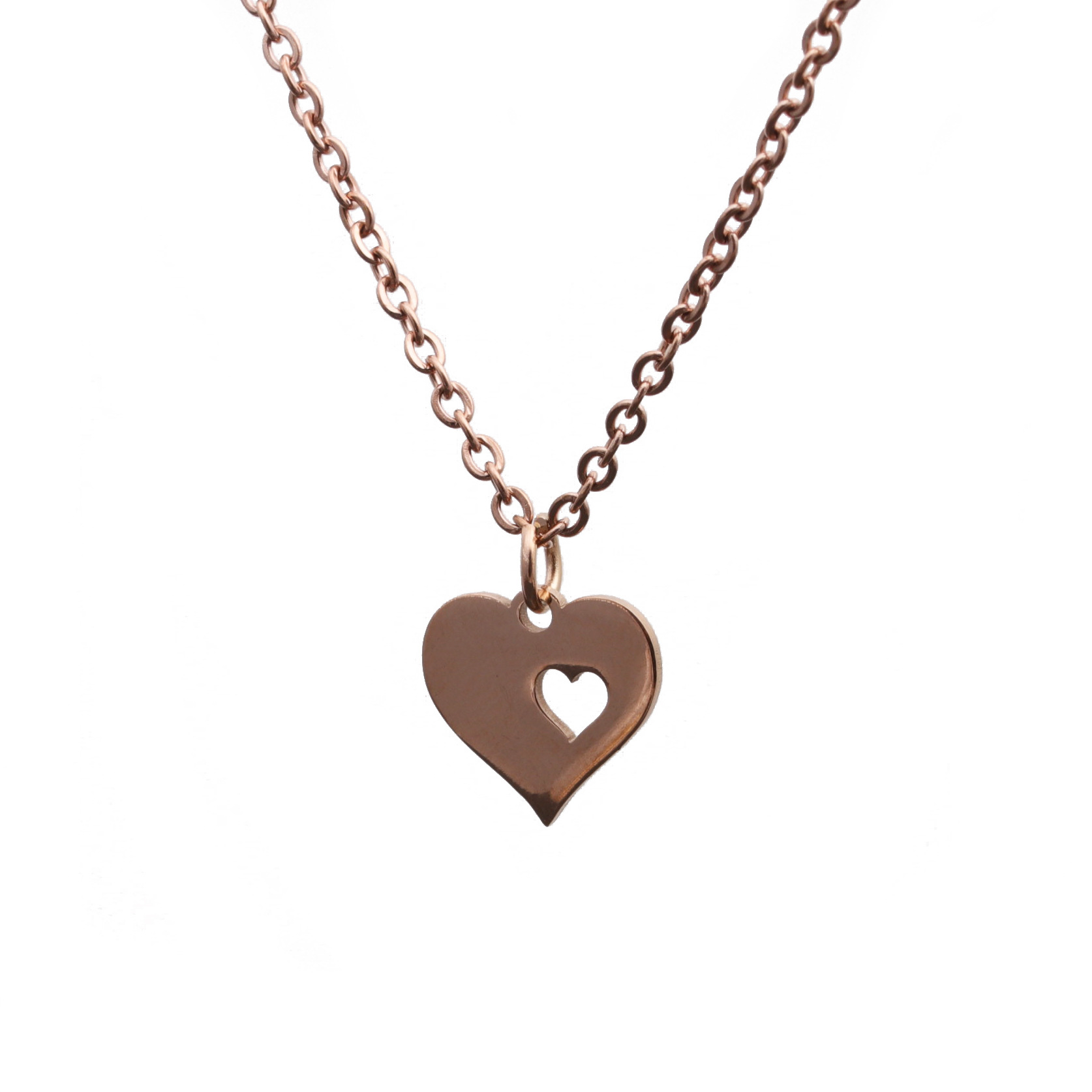 Stainless Steel Fully Polished Heart Pendant Necklace display picture 1