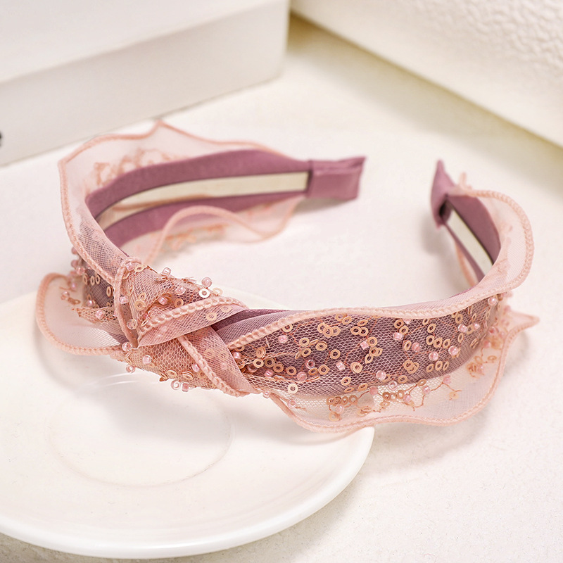 Korean New Fashion Cloth Lace Sequins Cheap Headband Wholesale display picture 5