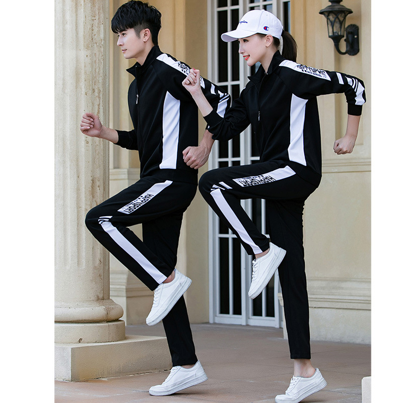 新款情侶運動服套裝春秋季男女戶外跑步運動套裝休閑衛衣外套潮流