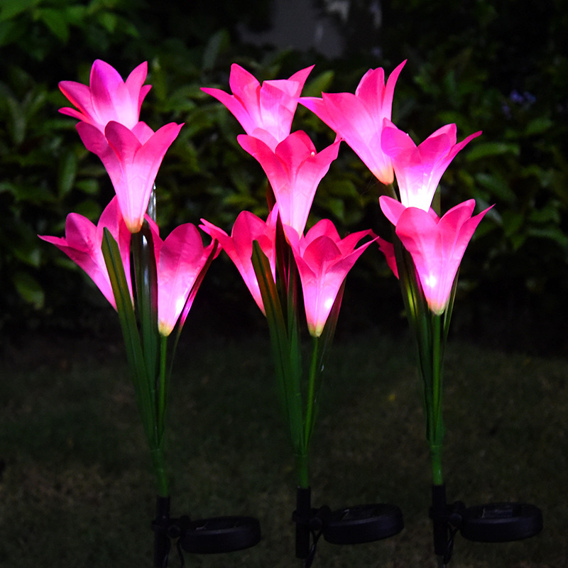 LED Solar Lily Flower Lamp Outdoor Villa Courtyard Garden Light Solar Simulation Flower Light Lawn Light