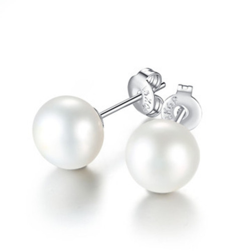 Cross-border minimalist pearl earrings for women, Korean-style beaded versatile fashionable round pearl earrings, wholesale.