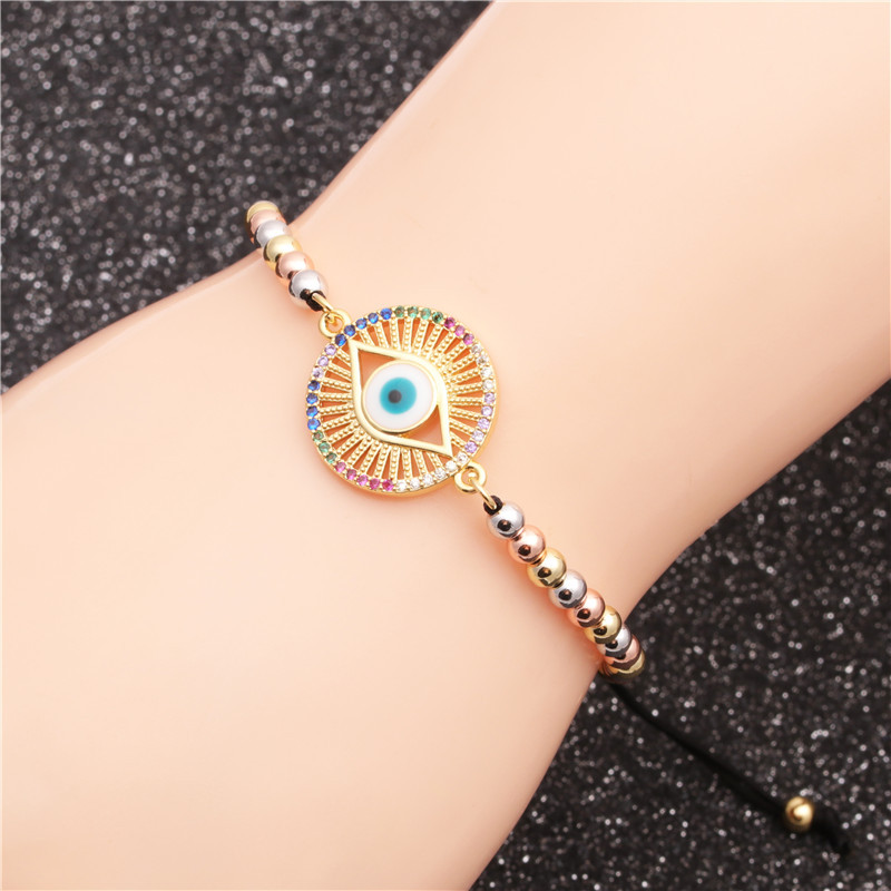 fashion trend new products micro-set zircon evil eye adjustable ladies bracelet wholesale nihaojewel