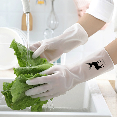 家务手套 透白款洗衣 塑胶皮家用清洁 防滑耐用保暖 厨房洗碗