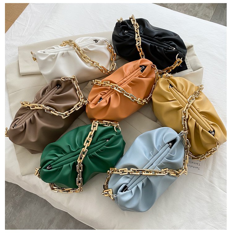 Women's Medium Pu Leather Solid Color Streetwear Cloud Shape Lock Clasp Underarm Bag display picture 13