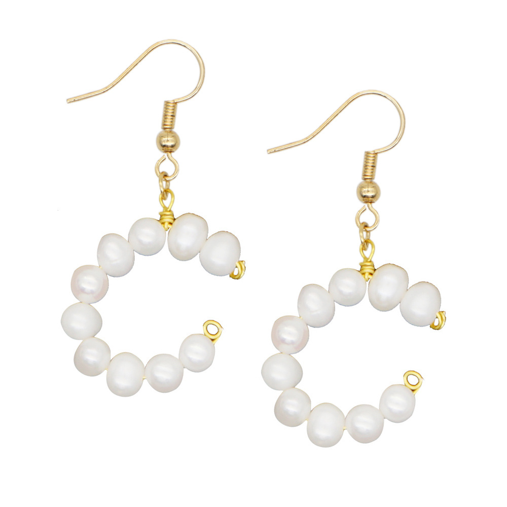 Woven  Letter  Fashion Baroque Natural Freshwater Pearl Earrings Wholesale display picture 27