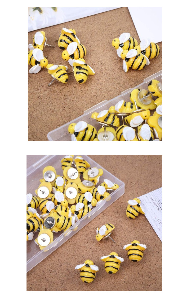 30 Pieces Quantity Creative Cute Cartoon Bee Resin Pushpins Diy Decorative Pushpins 30 Pcs Boxed