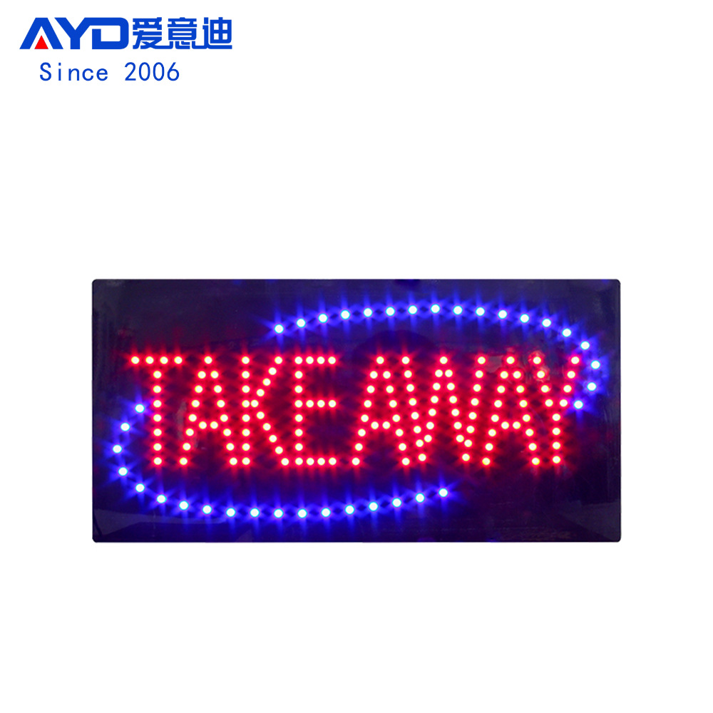 定制LED广告牌标识牌 LED悬挂指示牌LED TAKE AWAY SIGN 24x48cm