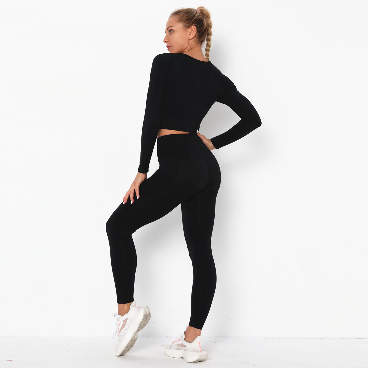 Seamless long-sleeved hip-lifting fitness suit  NSLX9023